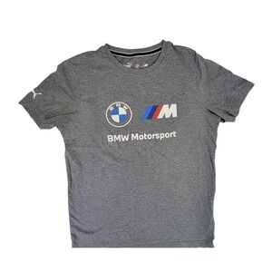 Puma BMW Motorsport Graphic T-Shirt Mens Gray Short Sleeve Crew Neck Tee Small
